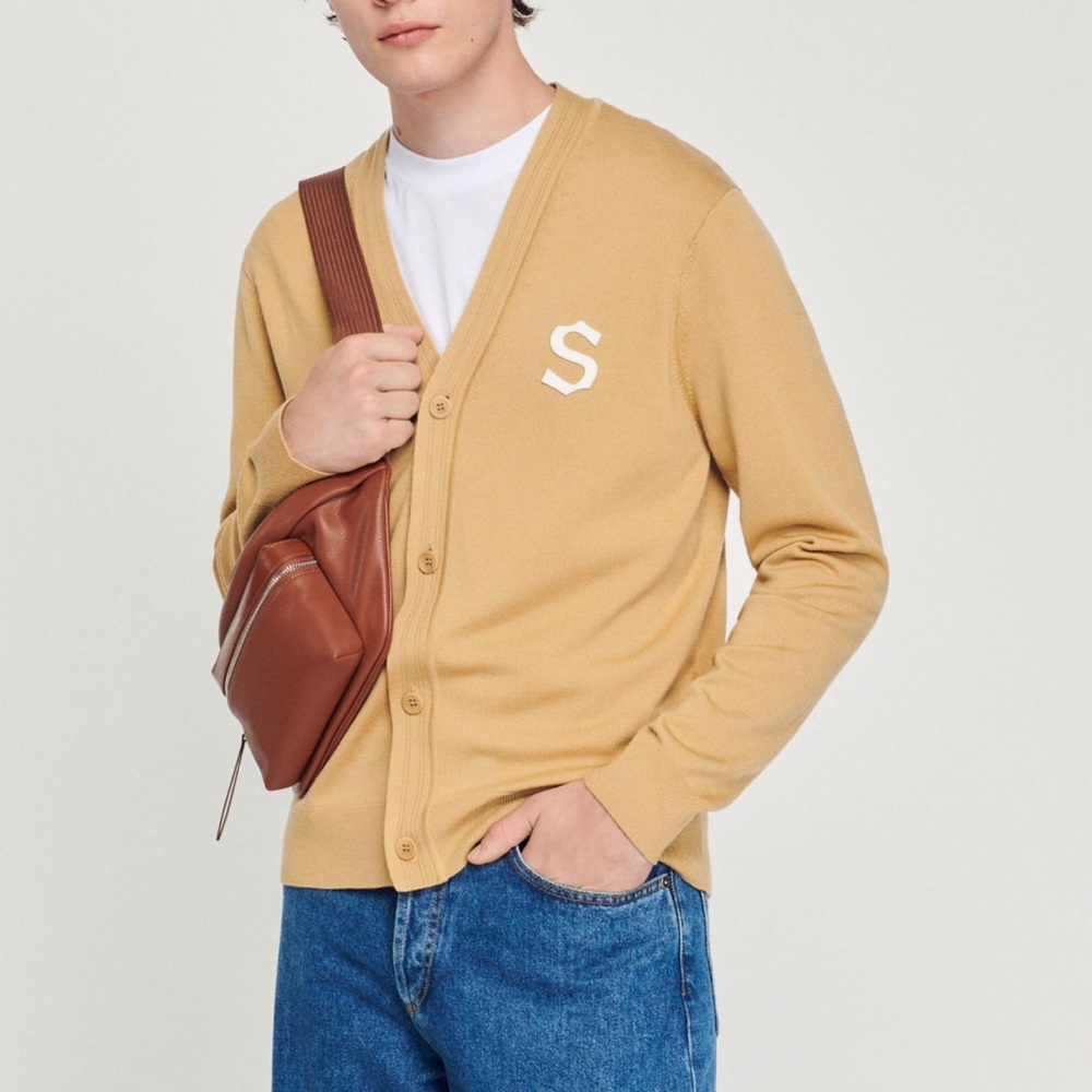 Sandro Men’s Buttoned Wool Cardigan In Camel